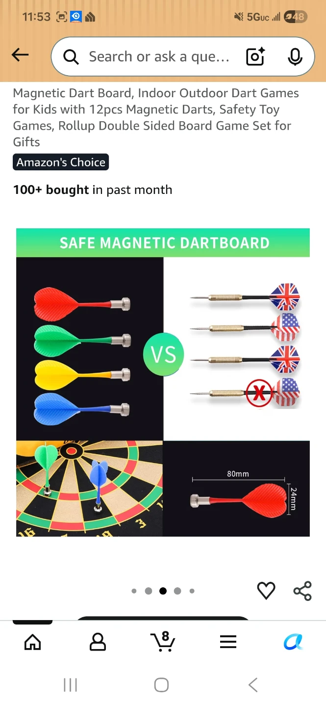 Magnetic Dart Board Game Set with 12 Darts for Kids - photo 2