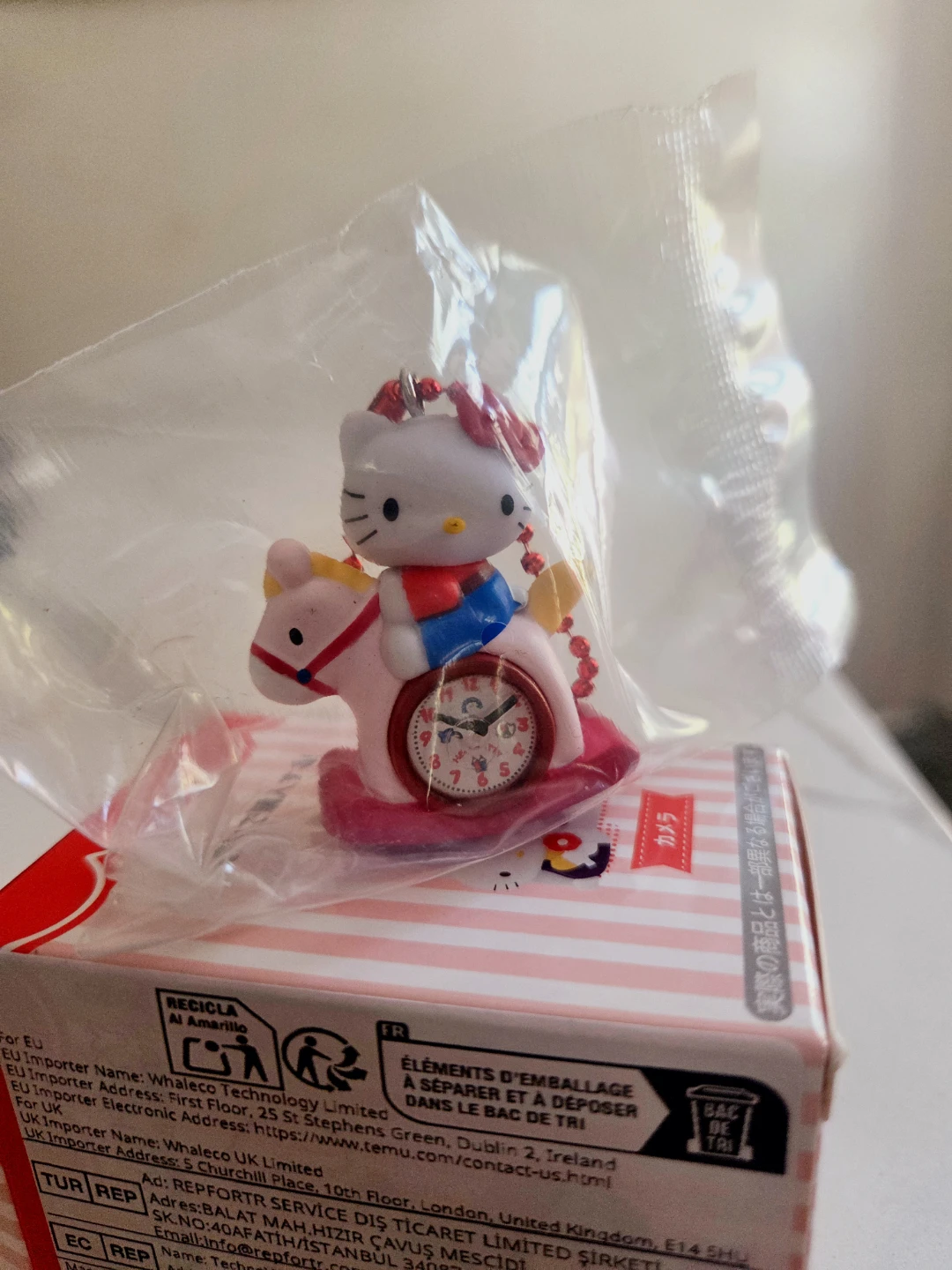 Hello Kitty Rocking Horse Miniature Watch Keychain - photo 2