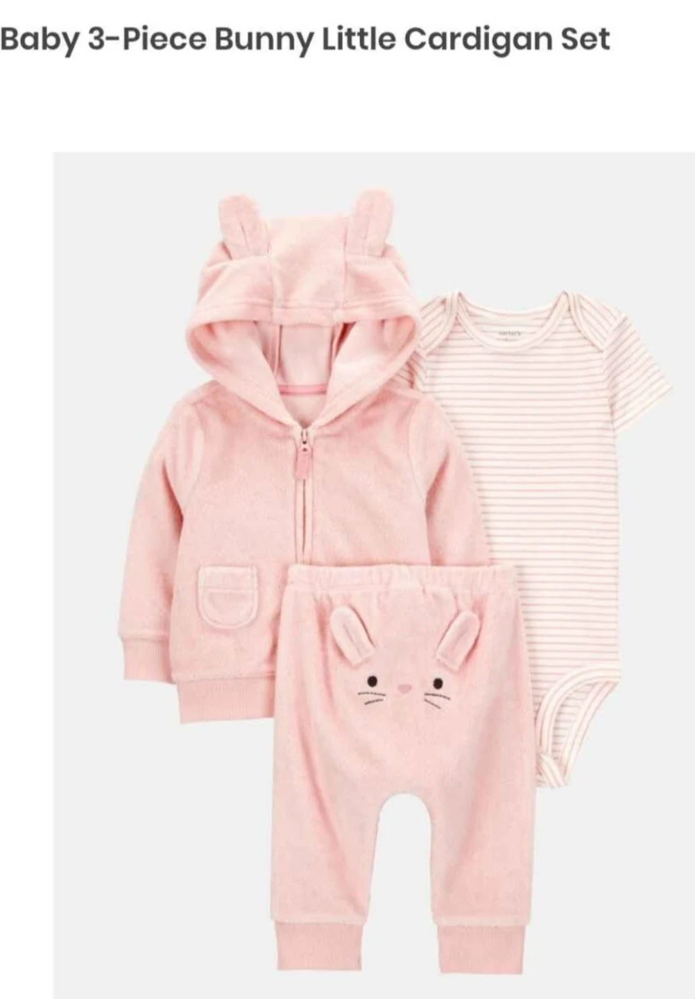 Carter's Baby 3-Piece Pink Bunny Cardigan Set newborn - photo 2