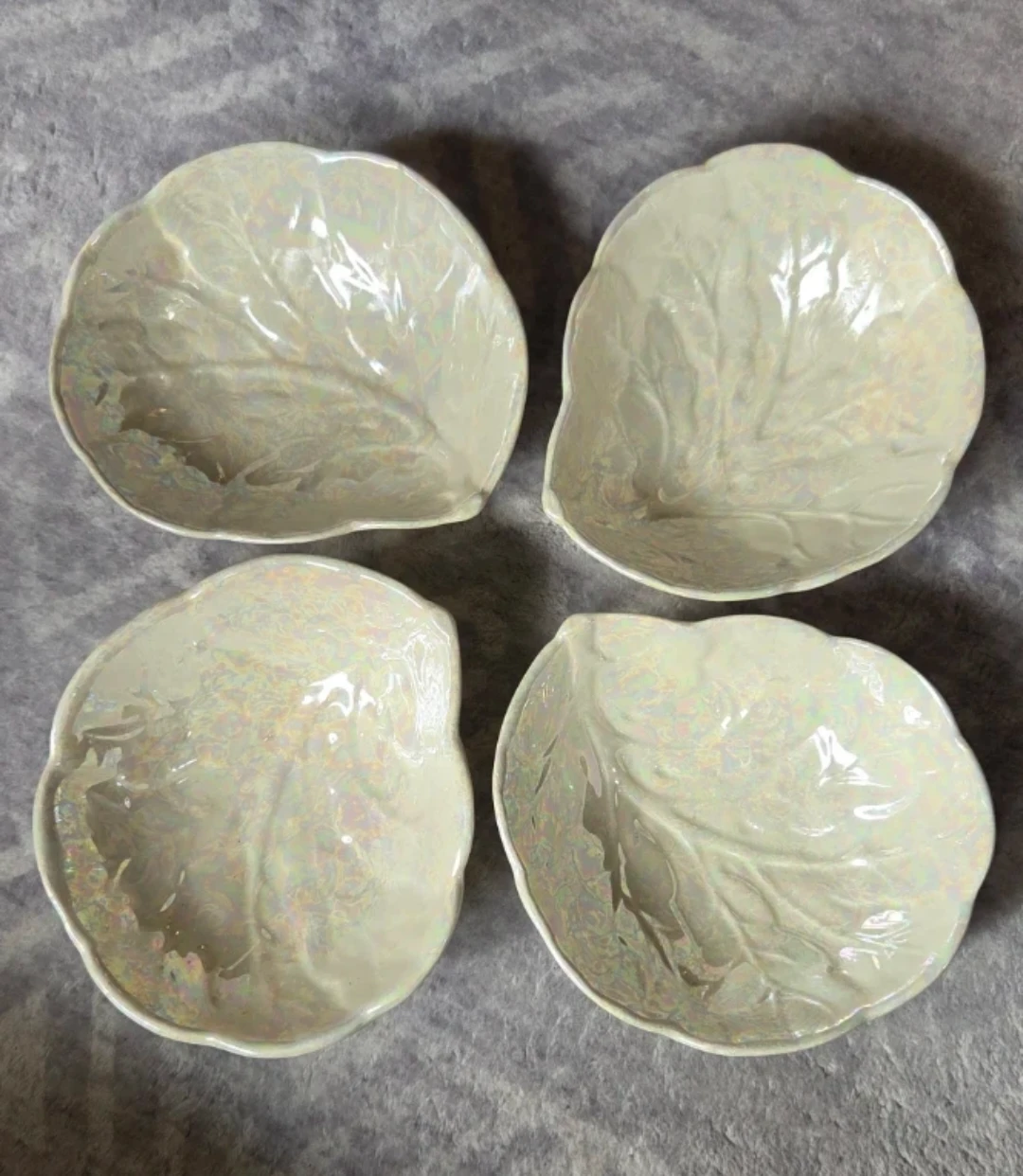 4 Pearlescent Handmade Vintage Cabbage Bowls 🥬