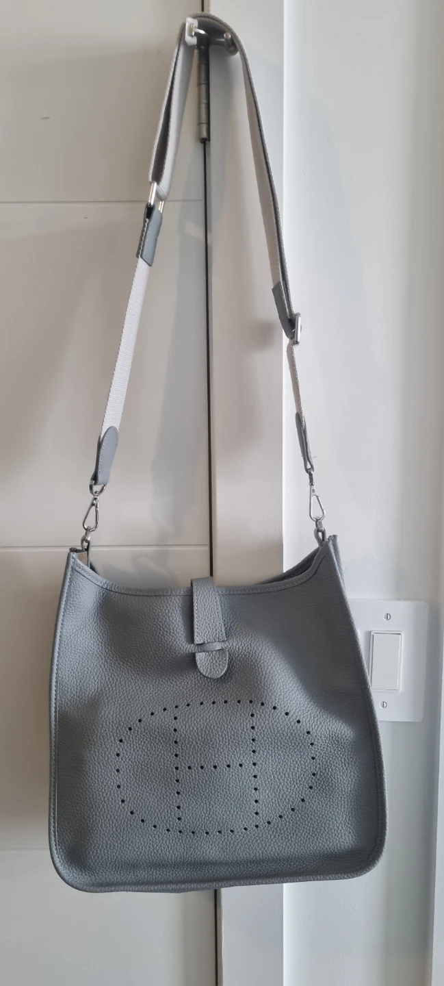 Grey/Blue Leather Shoulder Bag