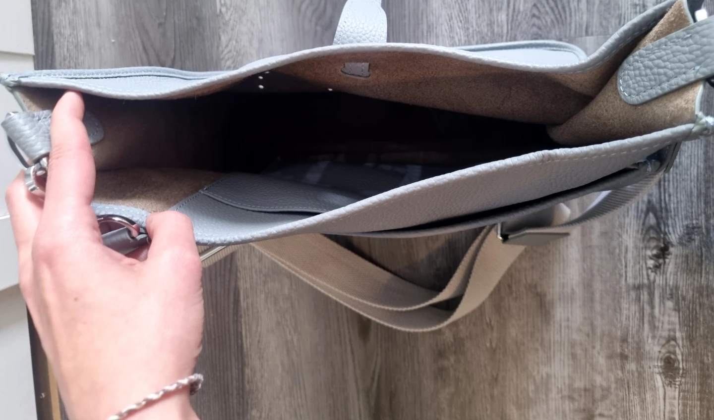 Grey/Blue Leather Shoulder Bag - photo 3