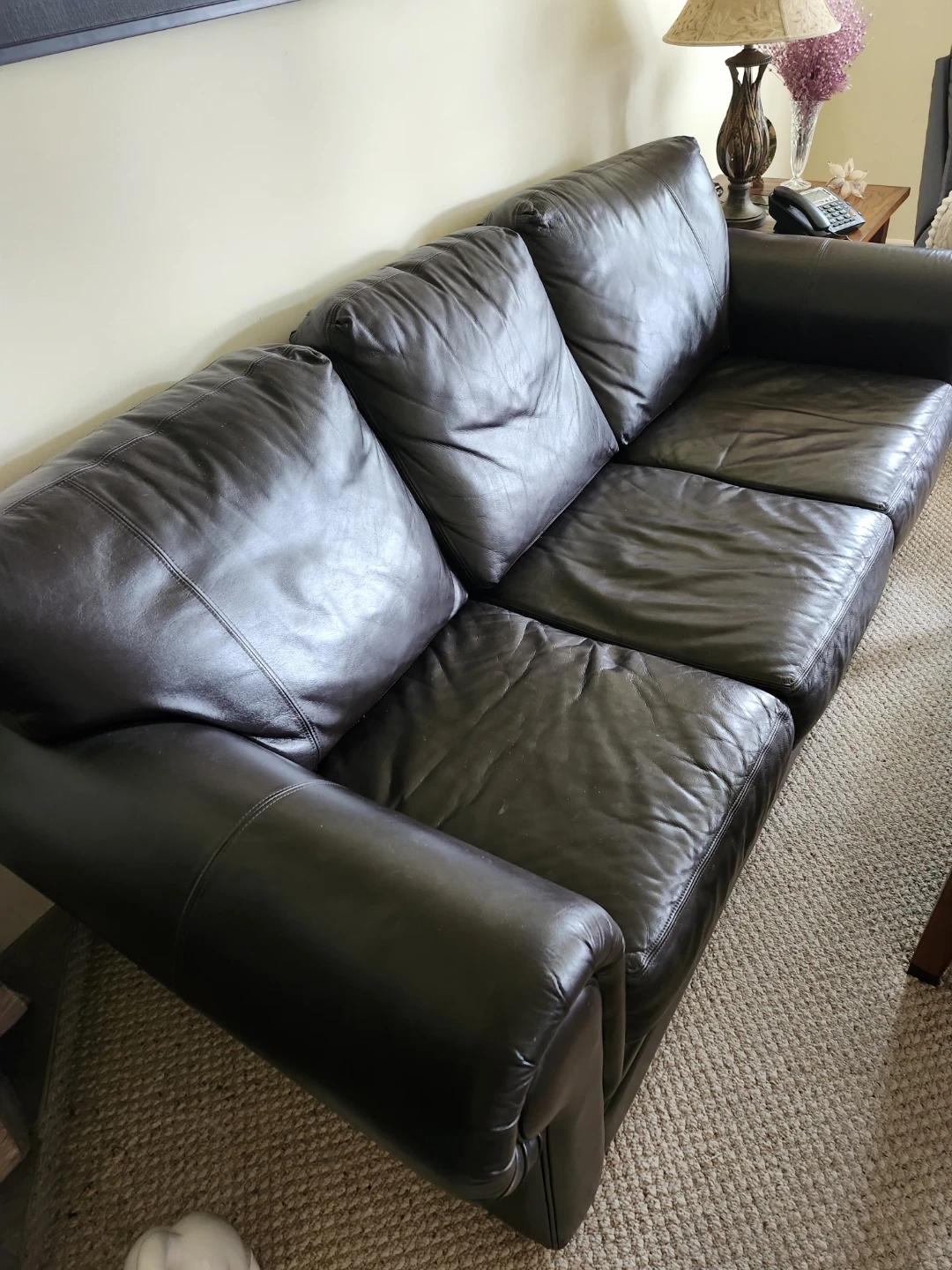 Dark Brown Leather Sofa
