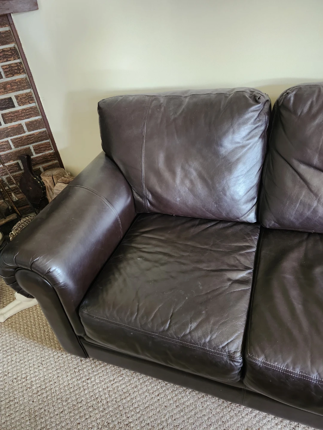 Dark Brown Leather Sofa - photo 3