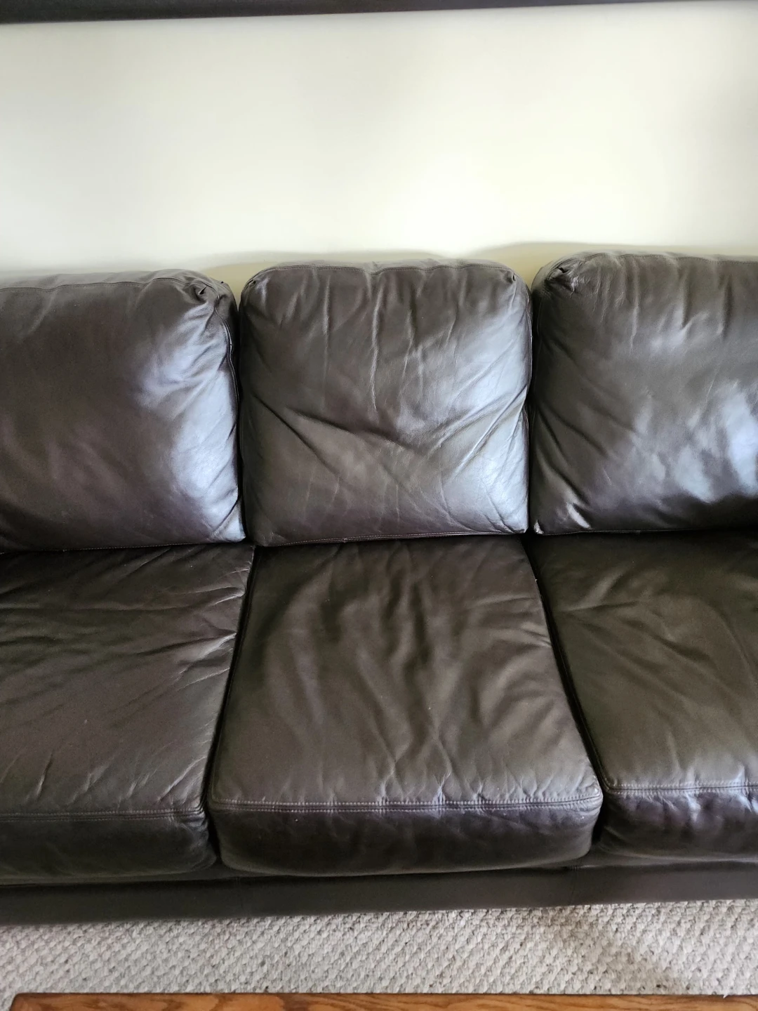 Dark Brown Leather Sofa - photo 5