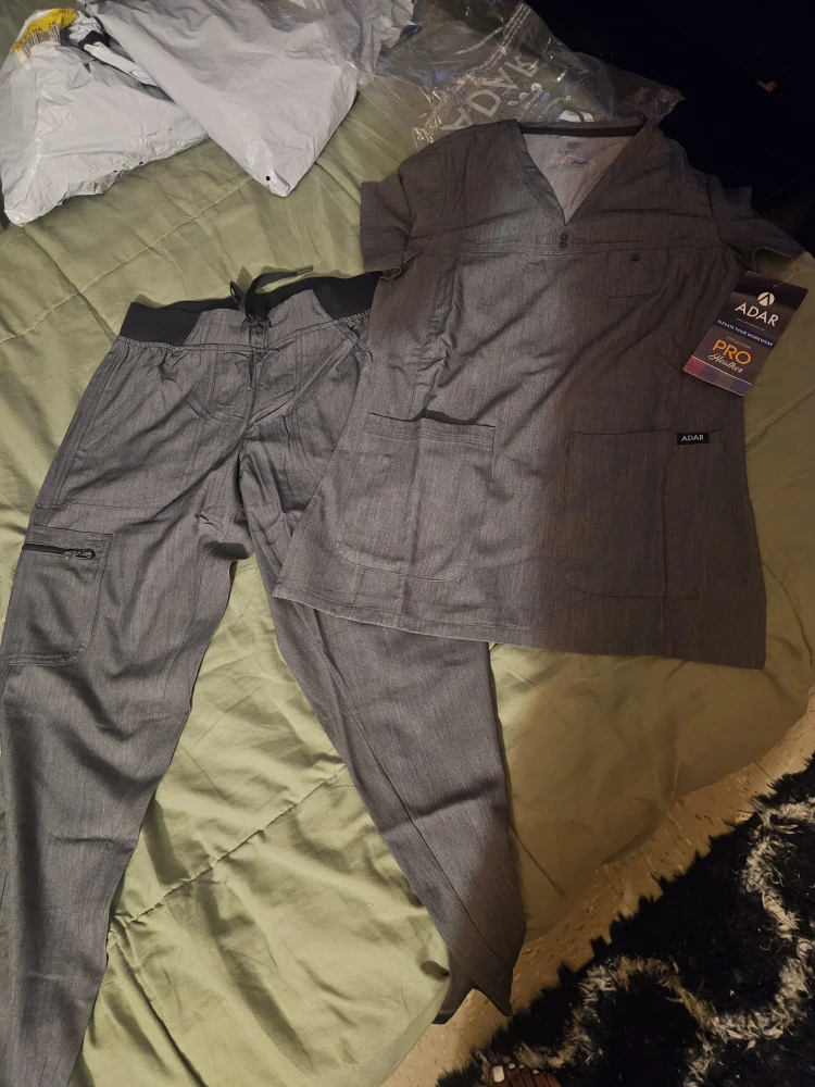 ADAR Women's Scrub Set - Heather Grey, XS - photo 3