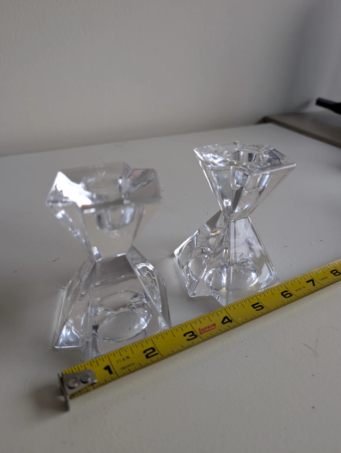 Clear  Lead Crystal Candle Holders