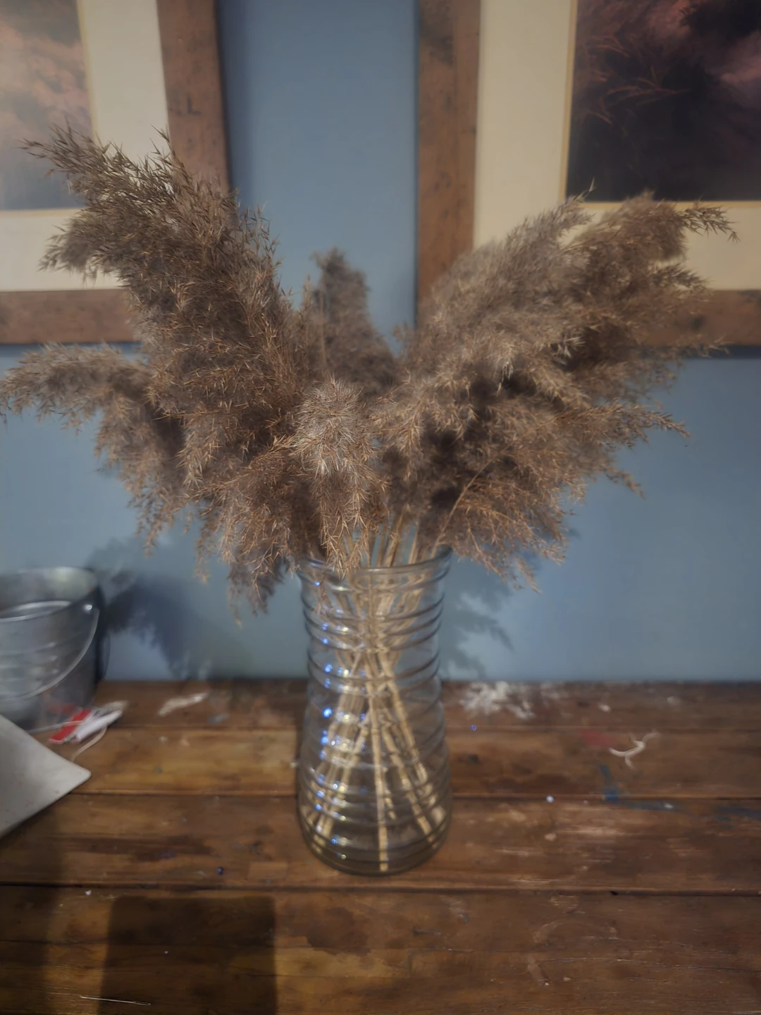 Glass Vase with Dried Pampas Grass - photo 2