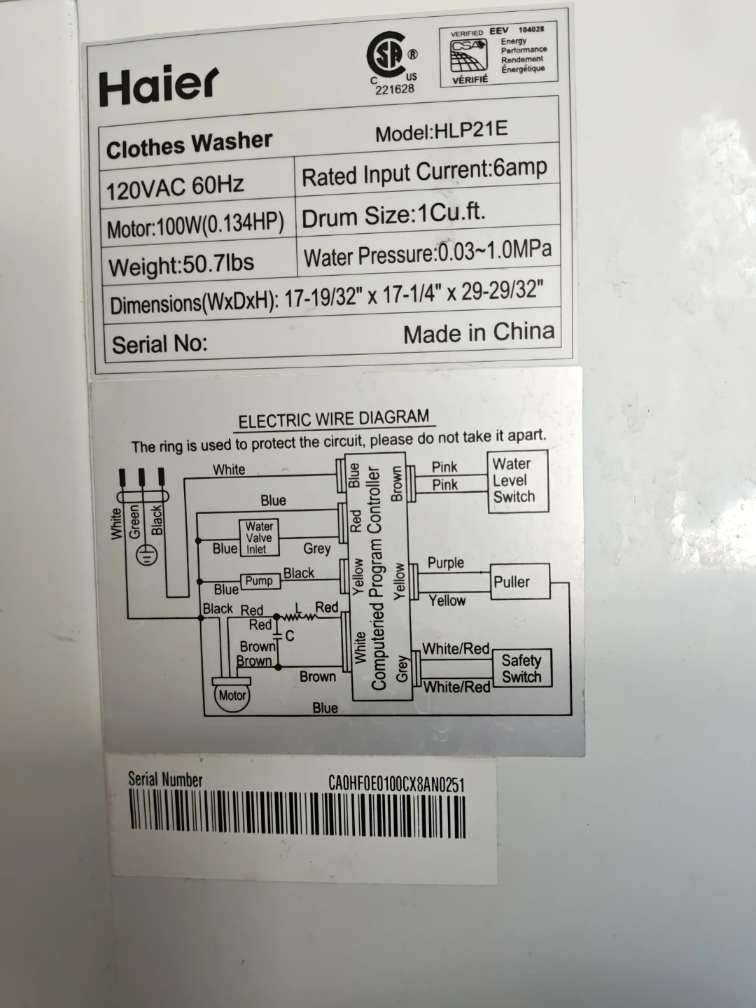 Haier HLP21E Portable Clothes Washer 1.0 Cu.ft - photo 3