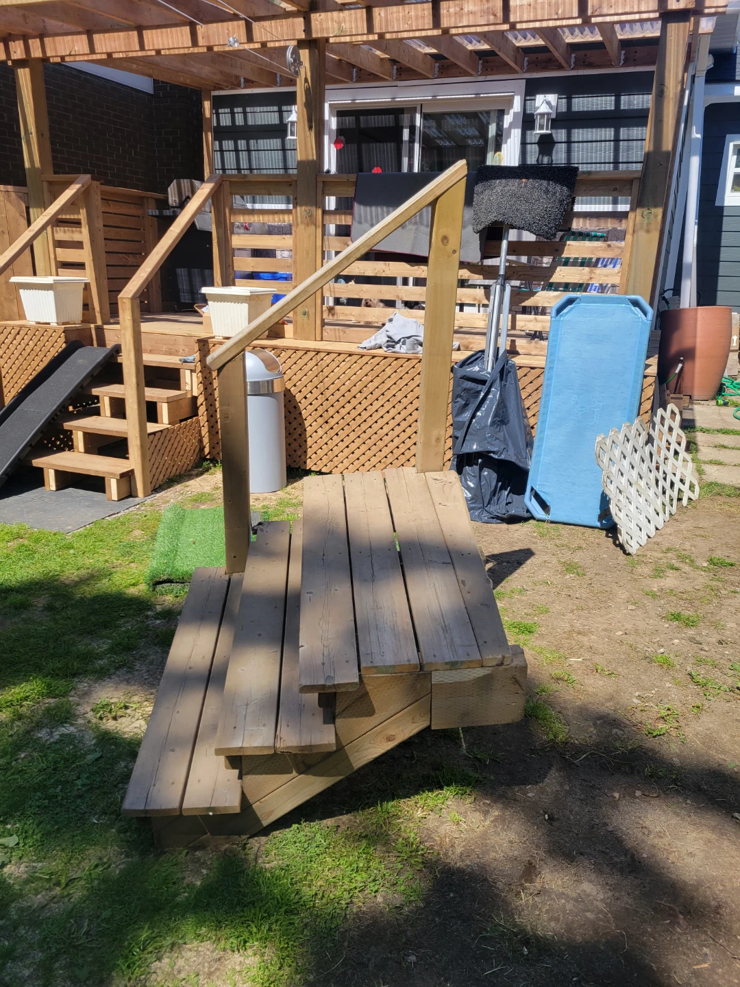 3 tread Wooden Staircase with Railing - photo 2