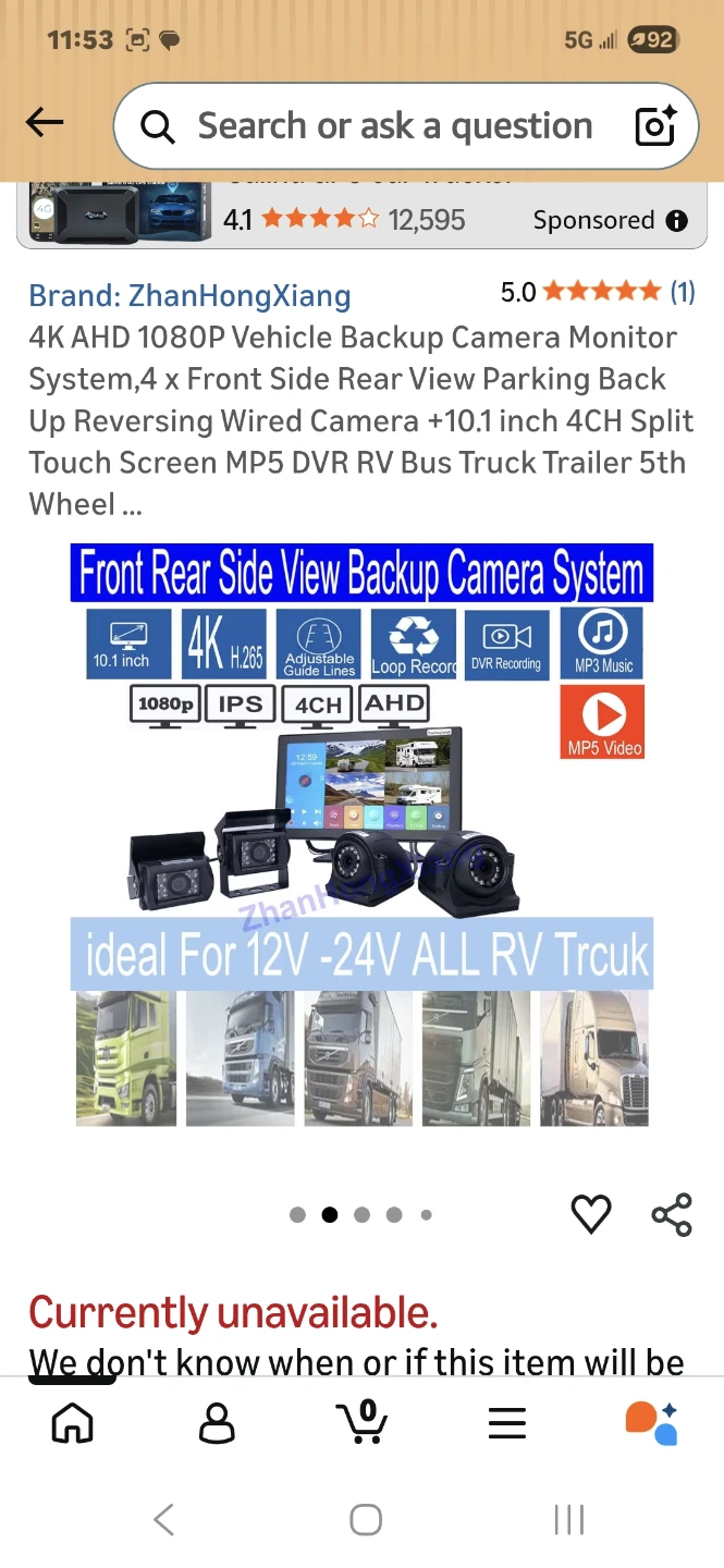 Truck,RV, NEW, 4CH 4K,1080P Vehicle Backup Camera Monitor System - photo 4