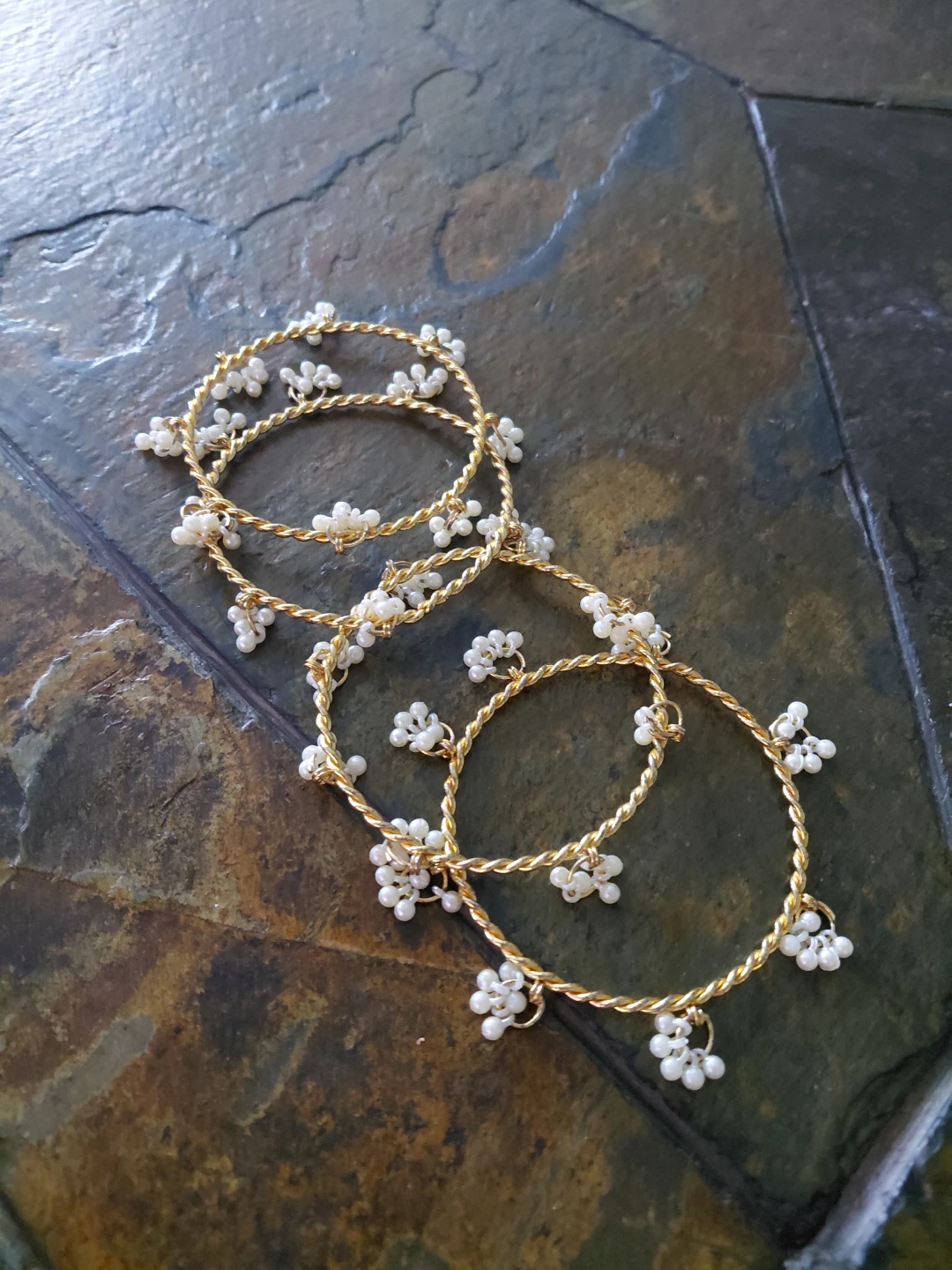 Gold-Tone 4pc Pearl Bangle Set - photo 2