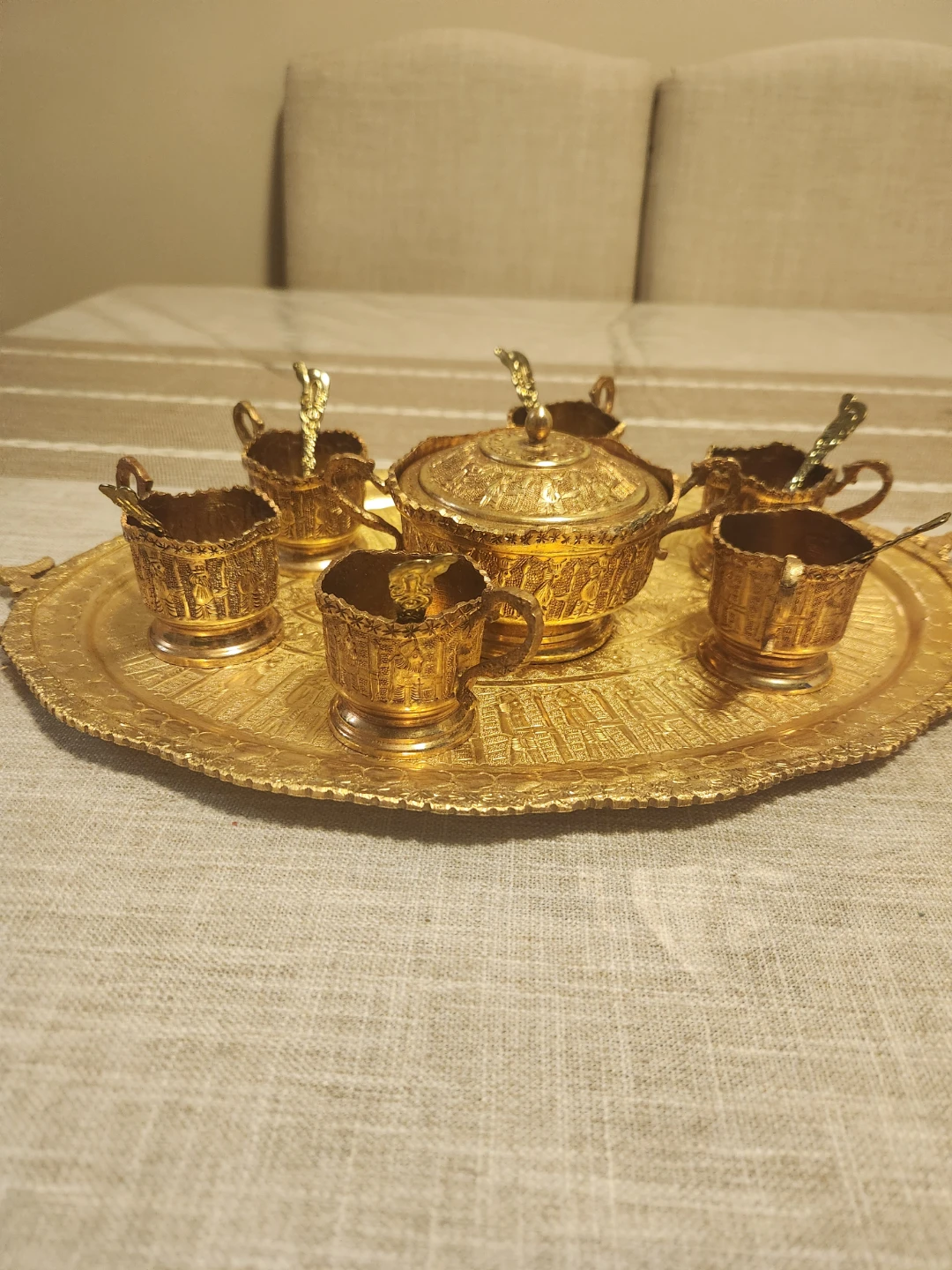Persian vintage gold plated tea set