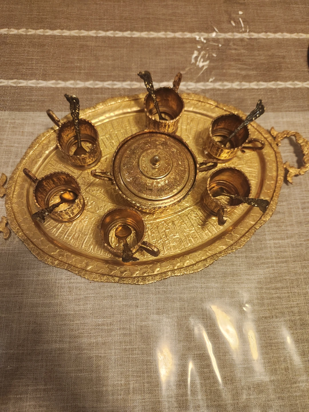 Persian vintage gold plated tea set - photo 4