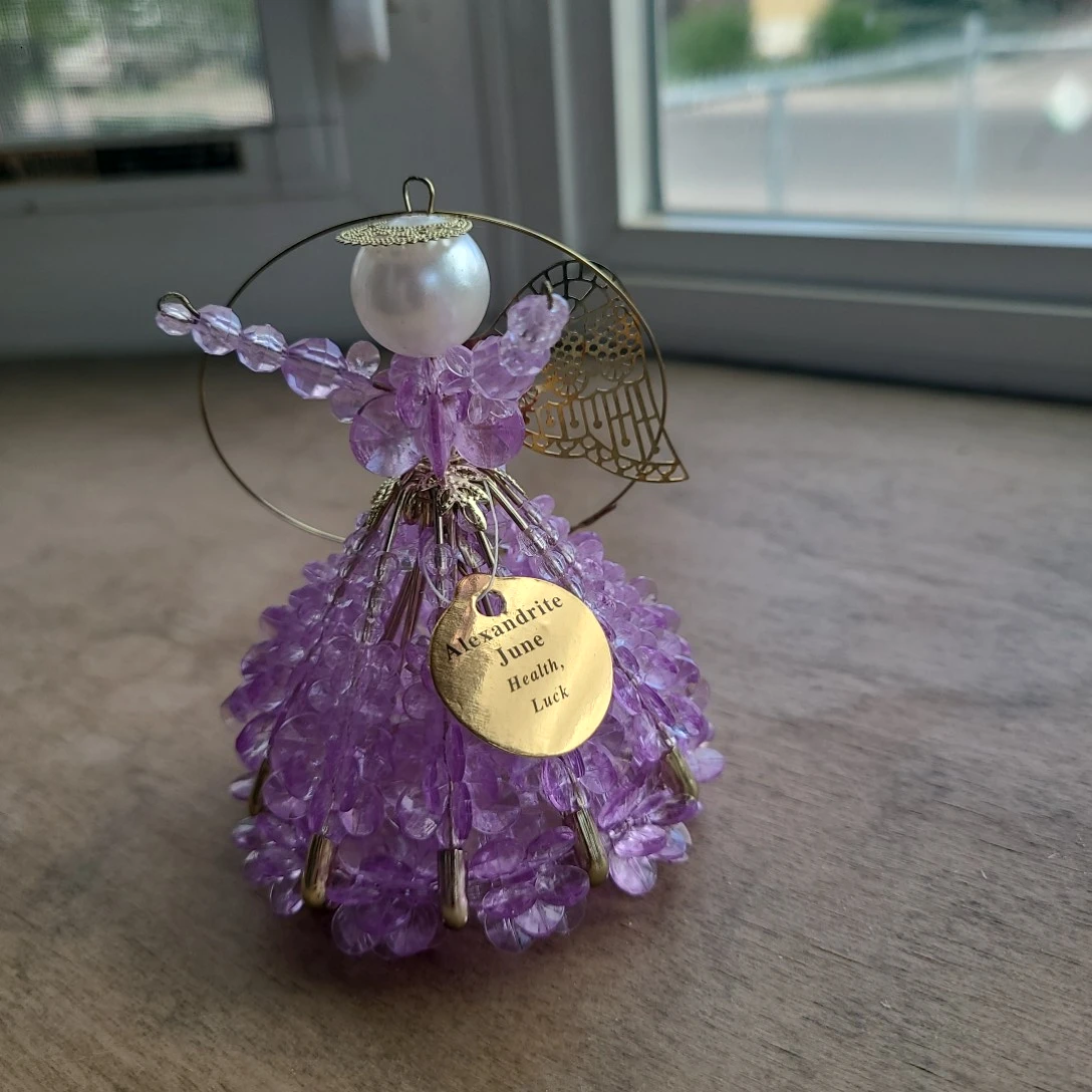 Purple Beaded Angel Ornament June