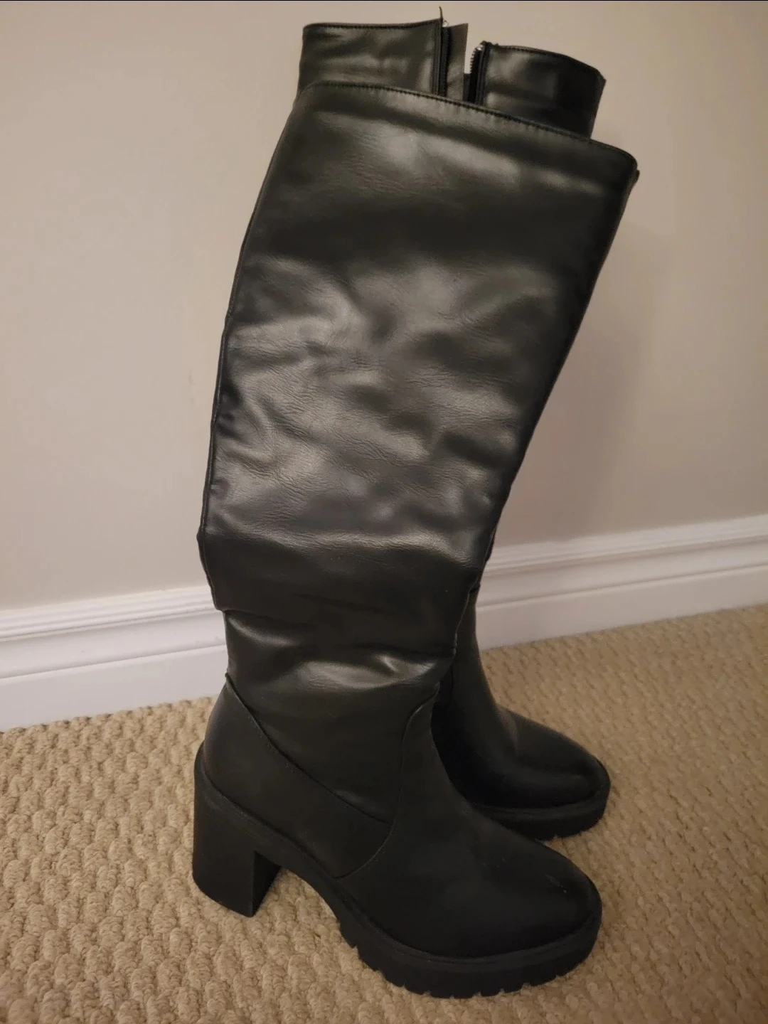 Black Faux Leather Boots size 8