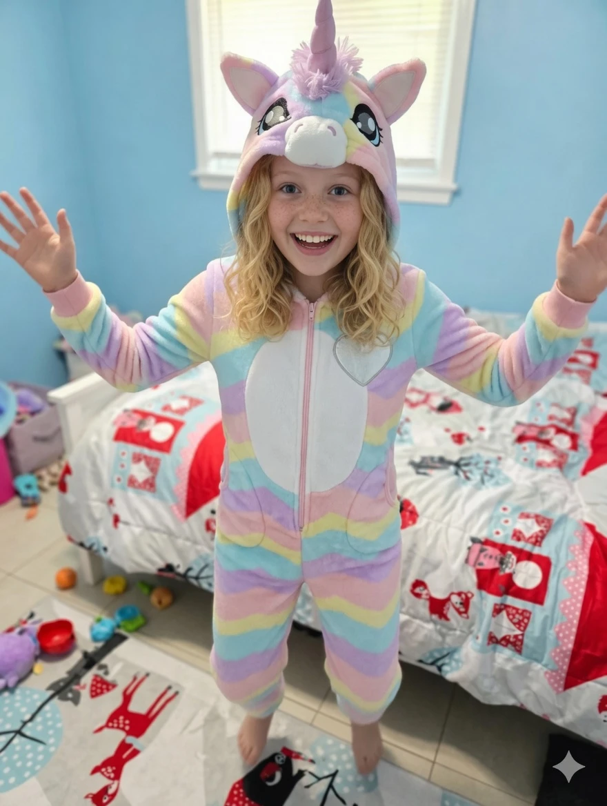 Kids Unicorn Onesie Pajamas (Size M 10/12) - Great Condition