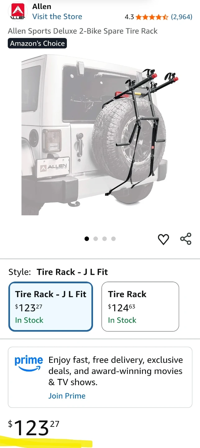 New- ALLEN SPORTS DELUXE 2 - 2 BIKE SPARE TIRE RACK - photo 3