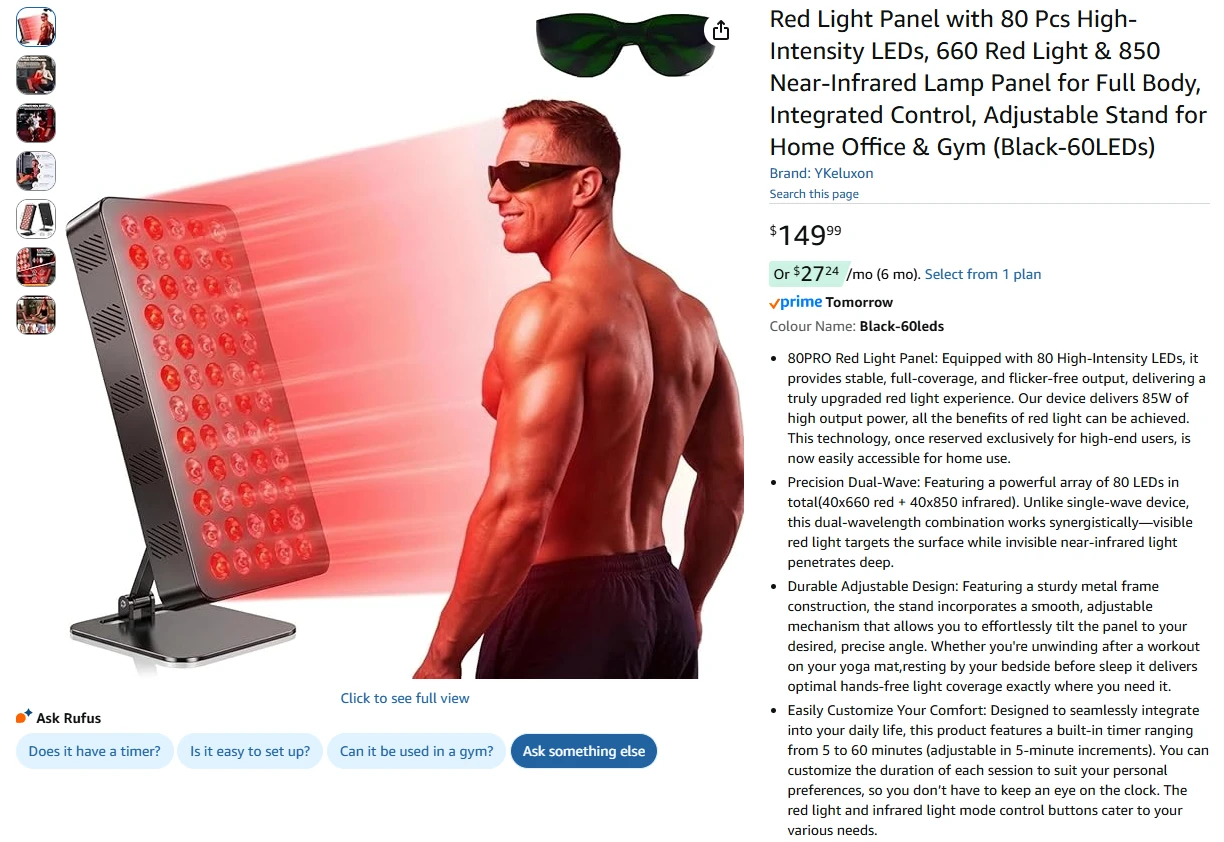 Red Light Therapy Panel with Stand New - photo 2