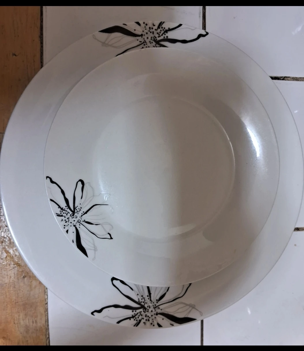 Set of 6 White Floral Dinner Plates
