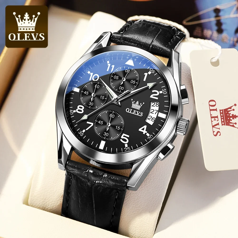 OLEVS Men's Chronograph Watch with Leather Strap - photo 2