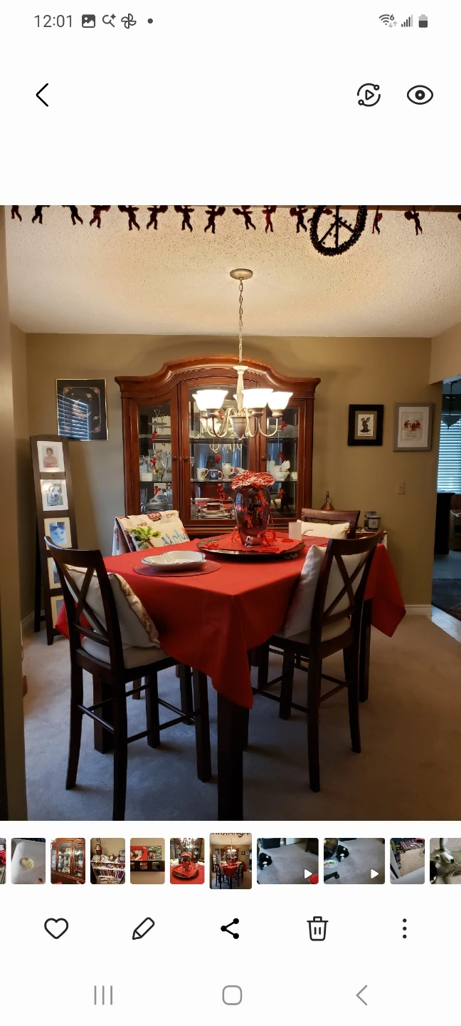 Wooden Dining Table with Chairs and China Cabinet