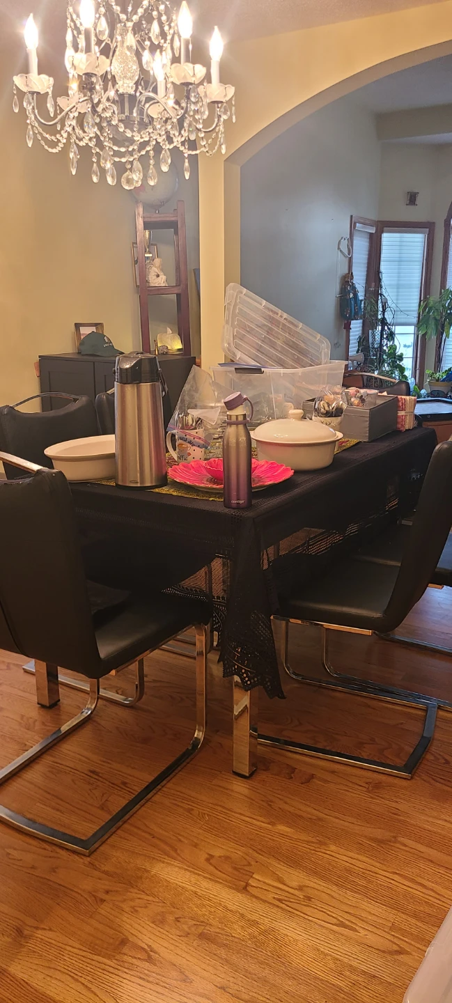 Black Glass Dining Table with Chrome Legs& 6 chairs - photo 4