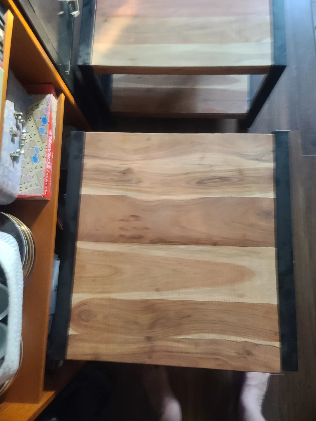 Wooden Side Table with Black Metal Frame - photo 2