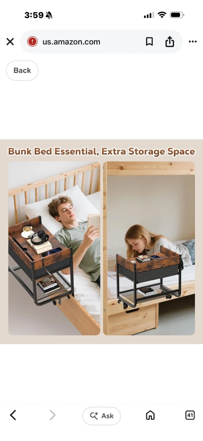 Bedside Shelf with Drawer and Hook