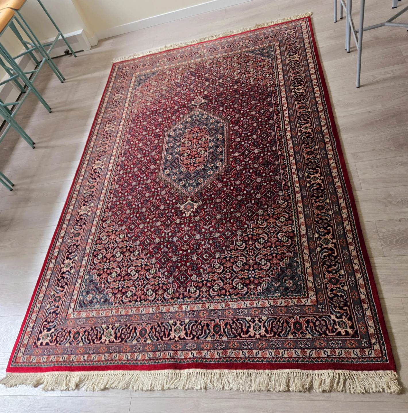 Hand Woven Dark Green And Red Persian Area Carpet Rug - photo 2