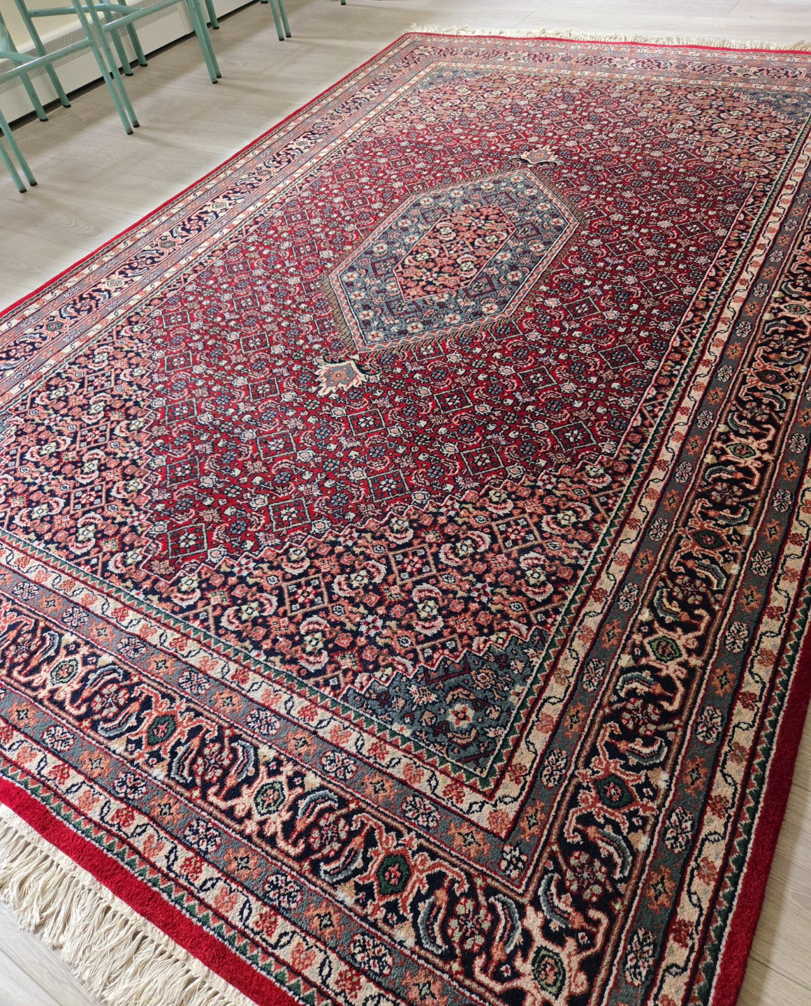 Hand Woven Dark Green And Red Persian Area Carpet Rug - photo 3