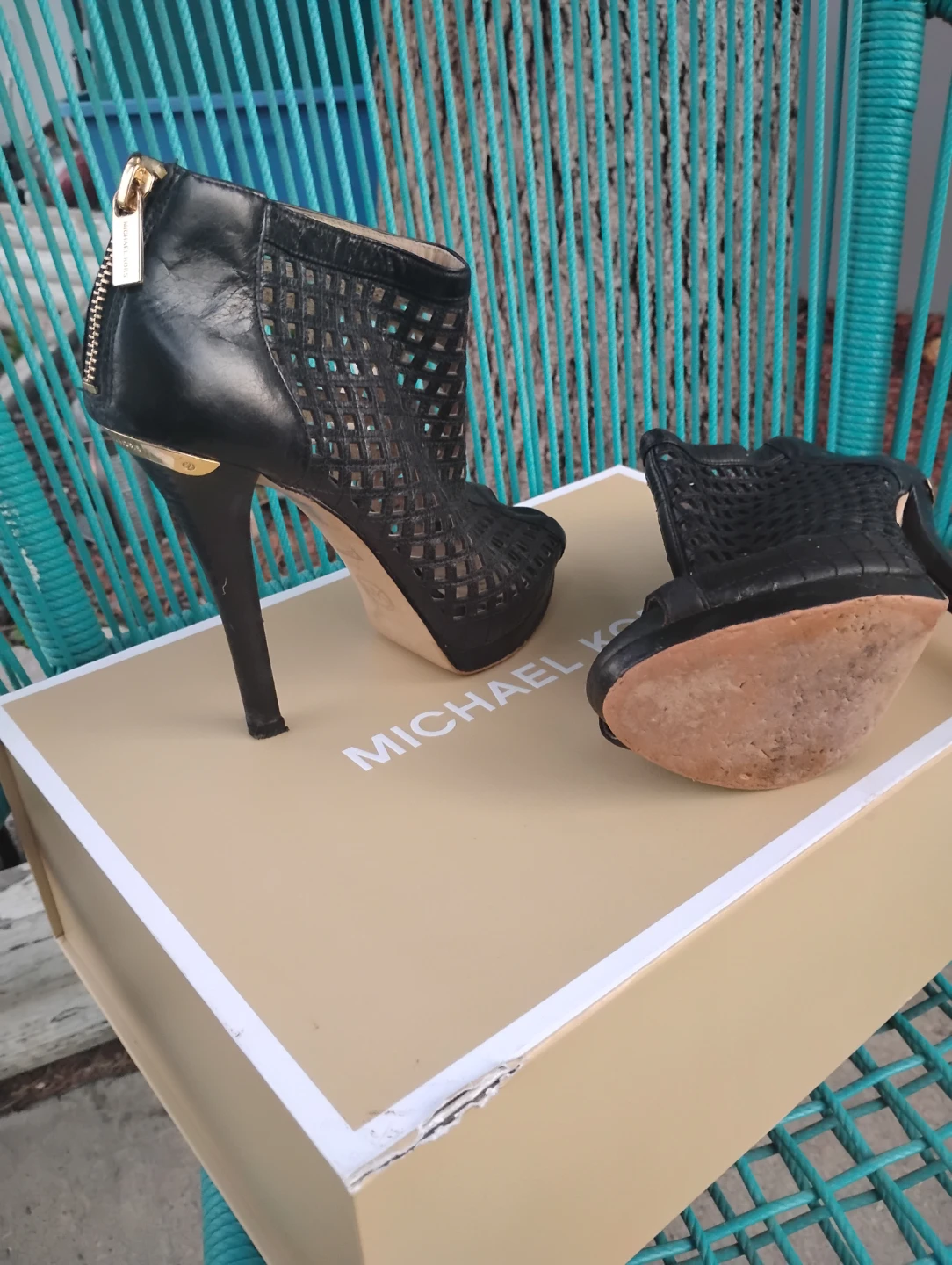 Michael Kors Black Perforated Peep-Toe Heels - photo 4
