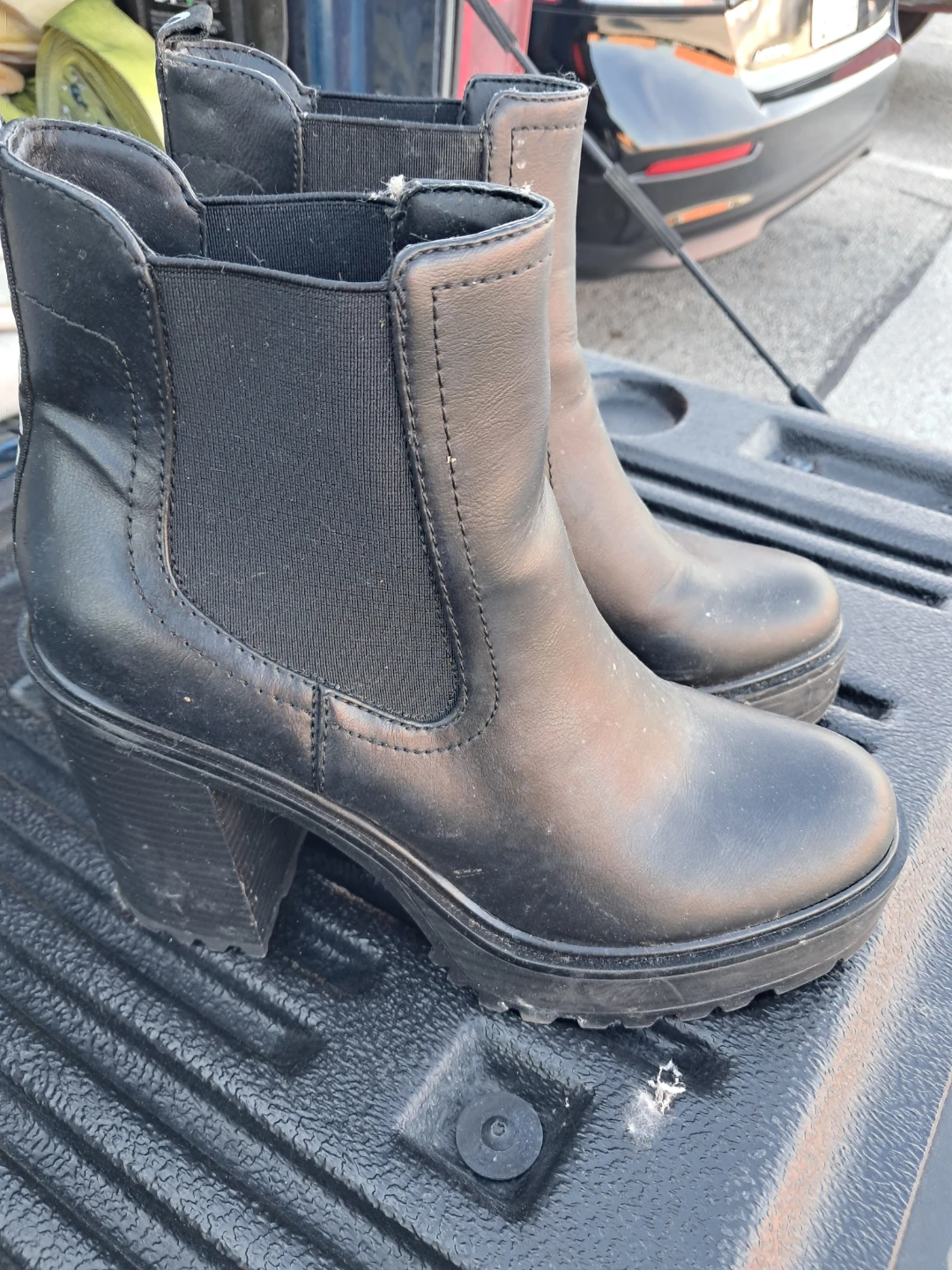 Black Chelsea Boots with Chunky Heel