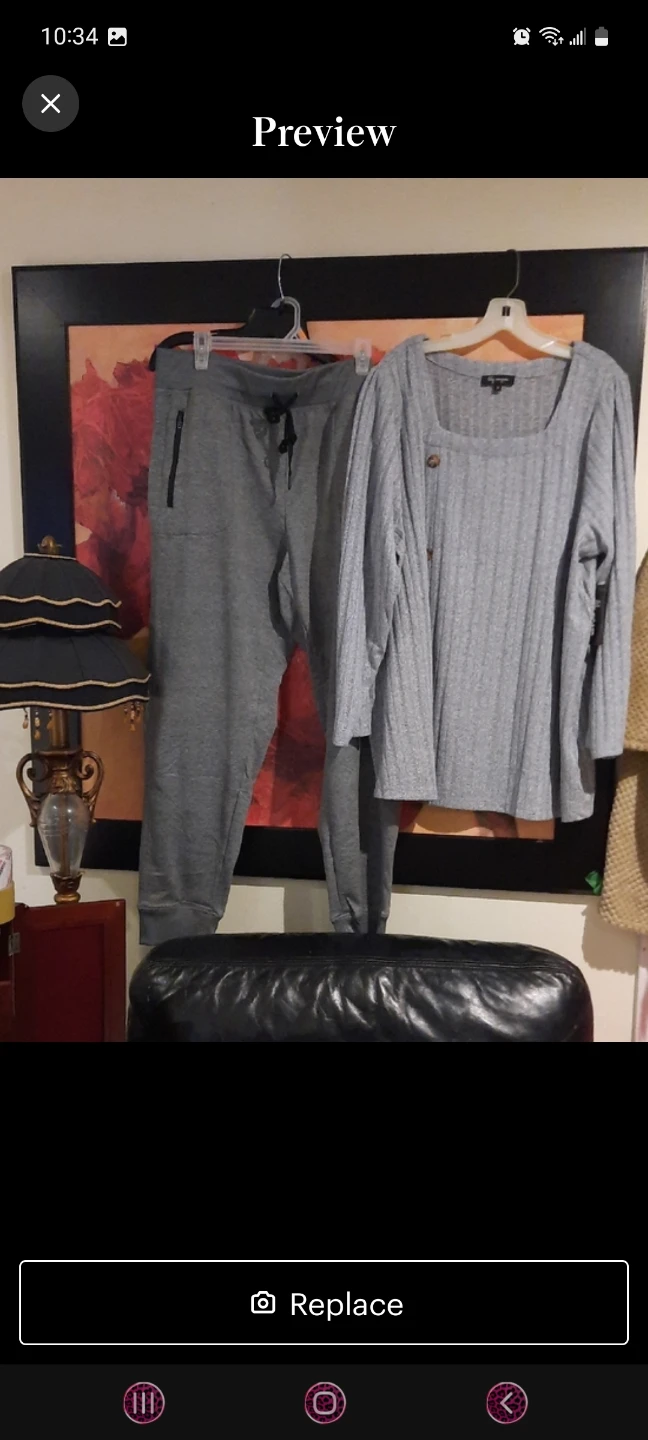 NWT Grey Ribbed Long Sleeve Top & Joggers  2X
