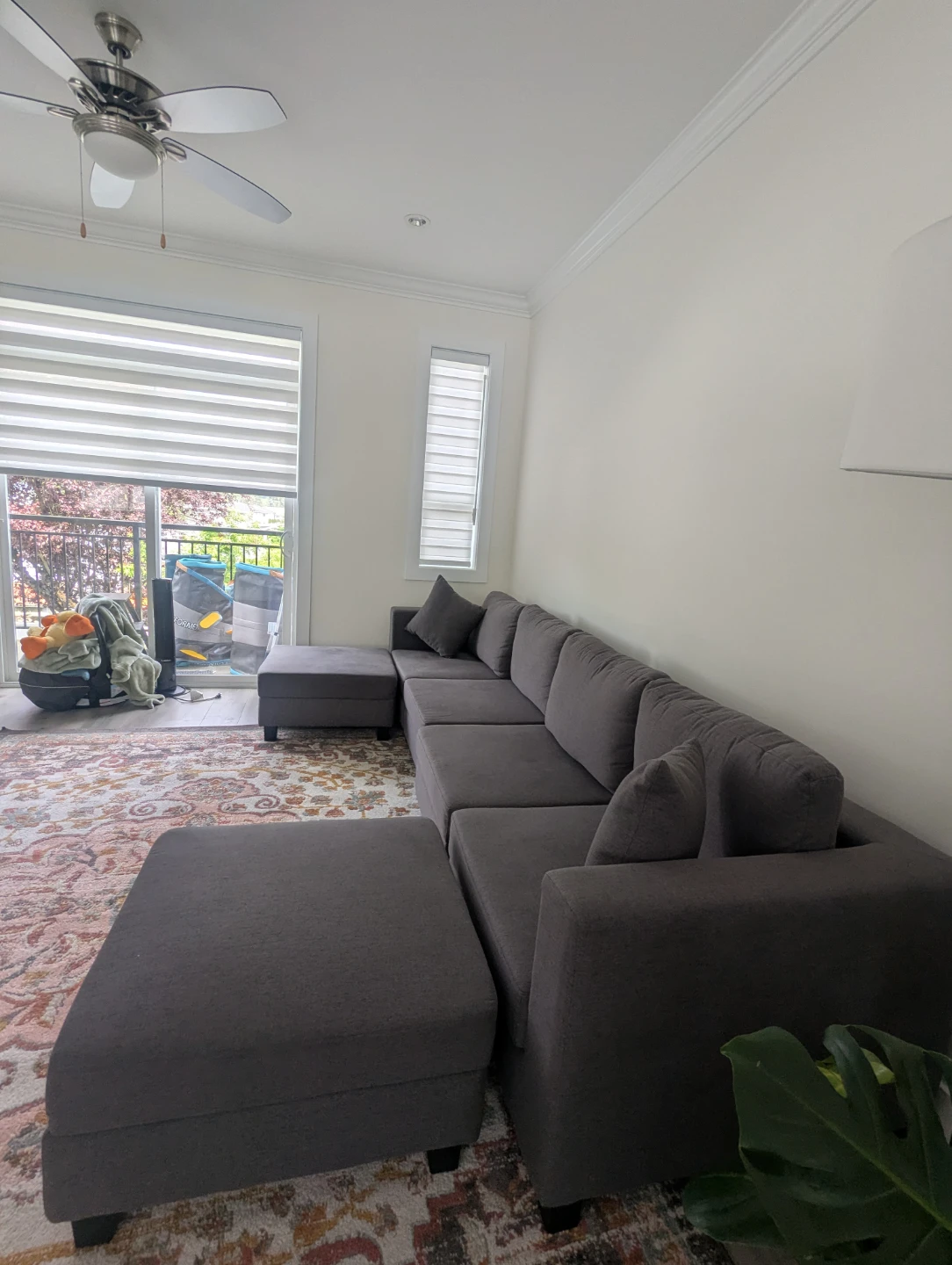 Dark Grey Sectional Sofa with Ottomans - photo 2