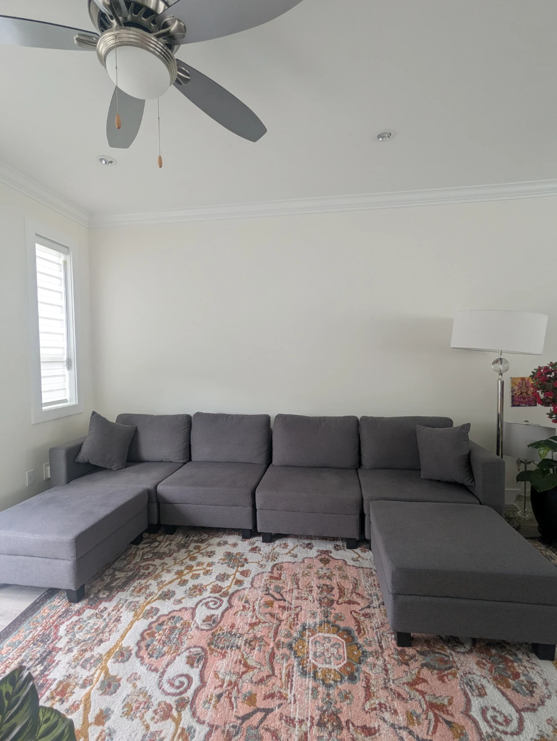 Dark Grey Sectional Sofa with Ottomans - photo 3