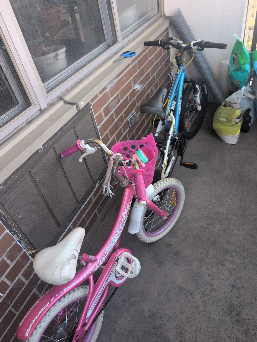 Kids' Pink and Blue Bikes
