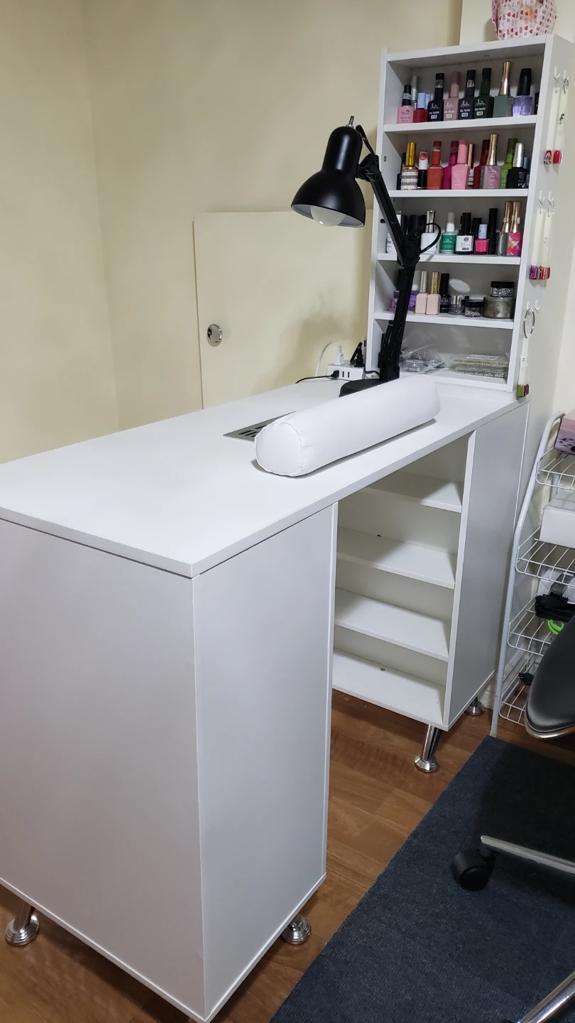 White Manicure Nail Desk with Storage Cabinet - photo 3