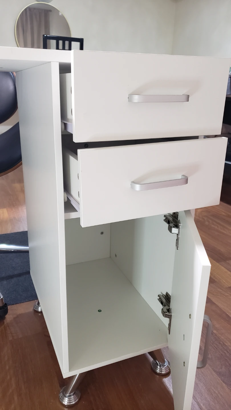 White Manicure Nail Desk with Storage Cabinet - photo 5