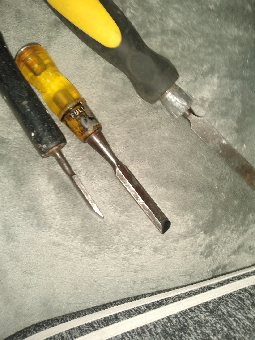 Set of three wood chisels