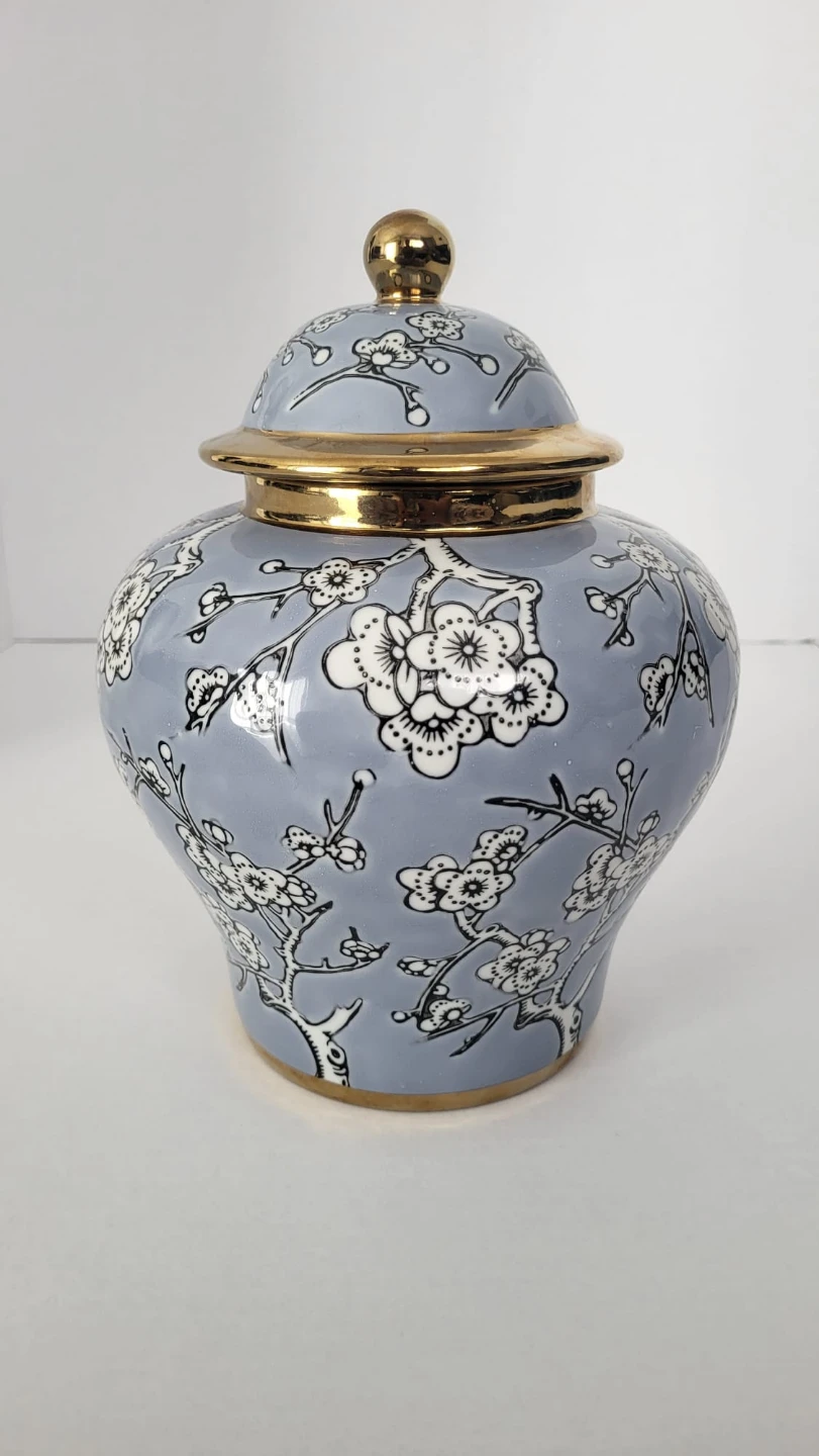 Decorative Ginger Jar with Floral Design