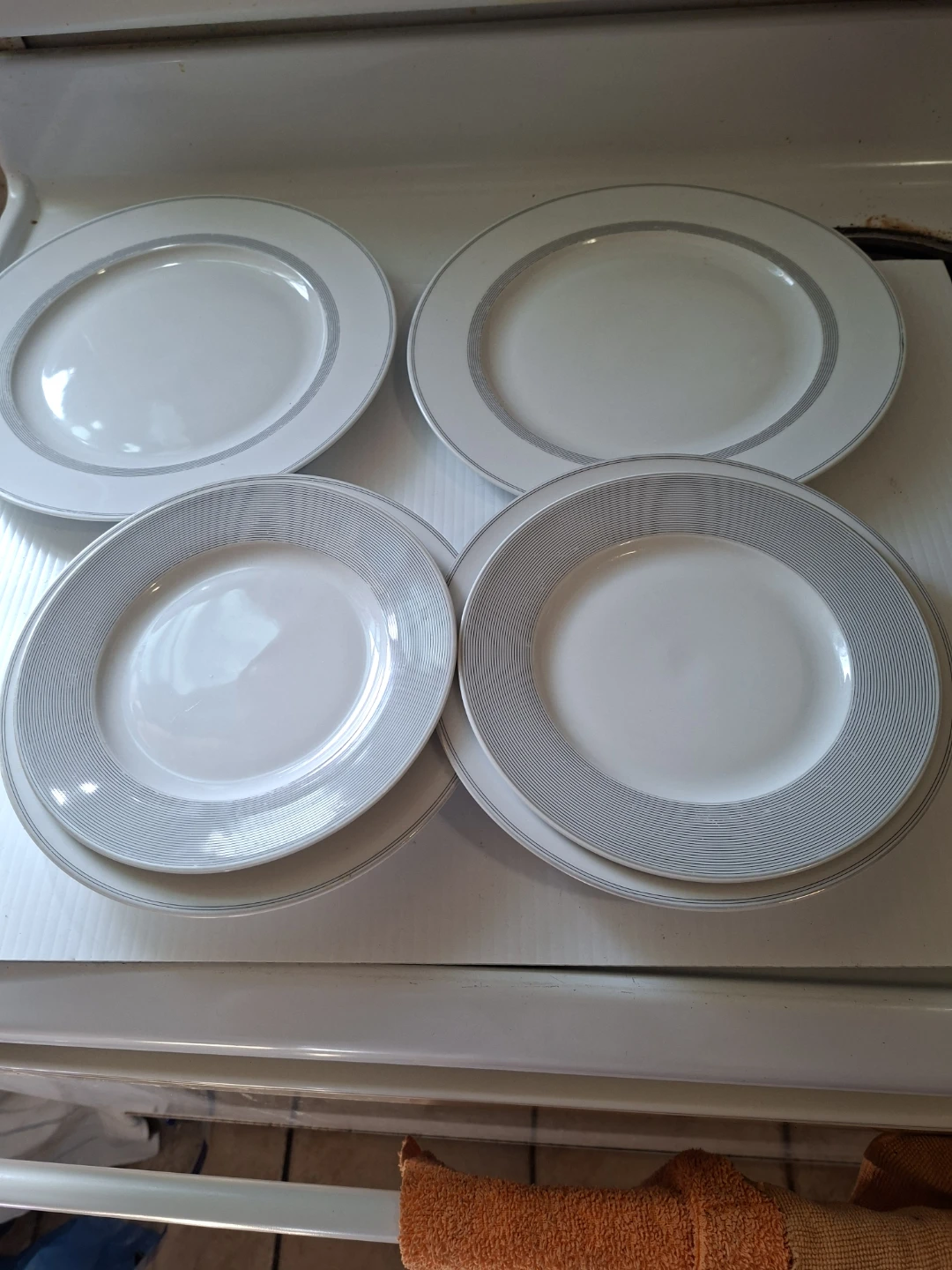 White Dinner Plates with Silver Rim Set - photo 4