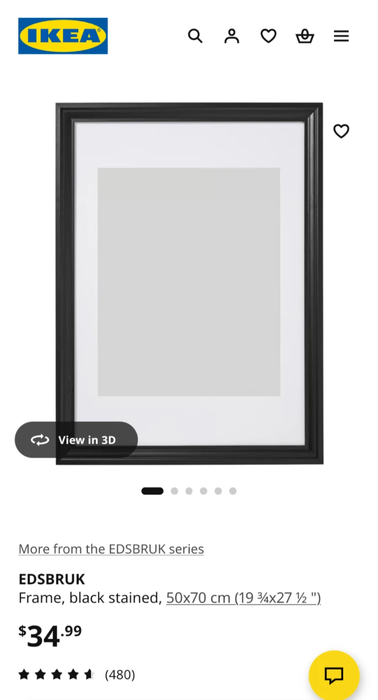 IKEA EDSBRUK Frame, Black Stained, 50x70 cm