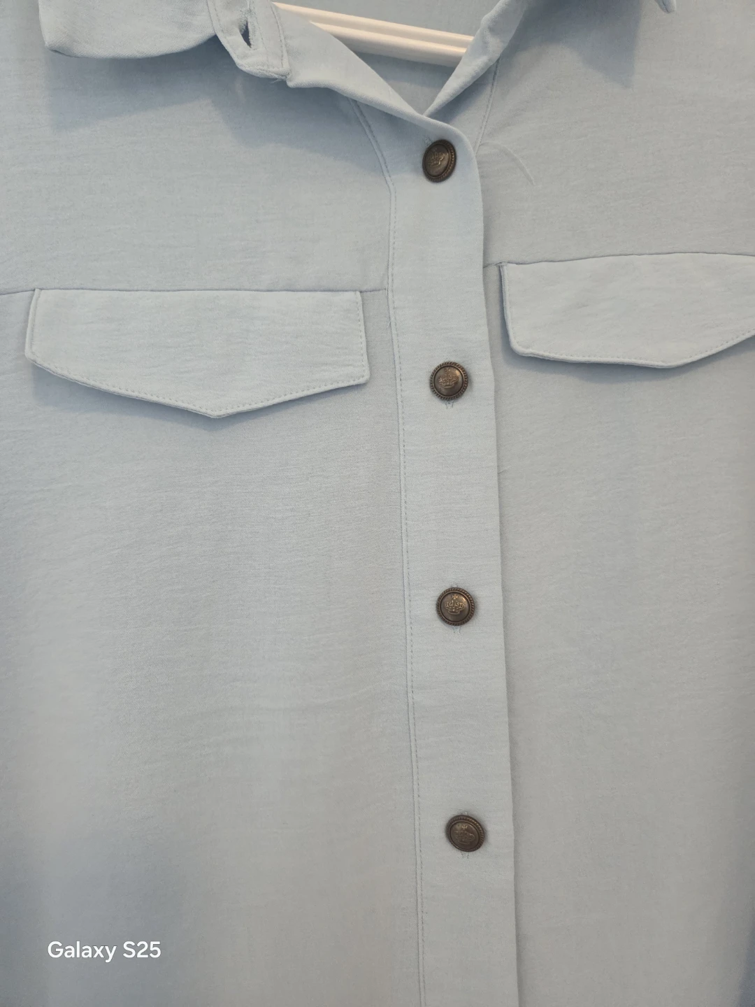 Suzy Shier Light Blue Button-Up Shirt with Pockets - photo 4