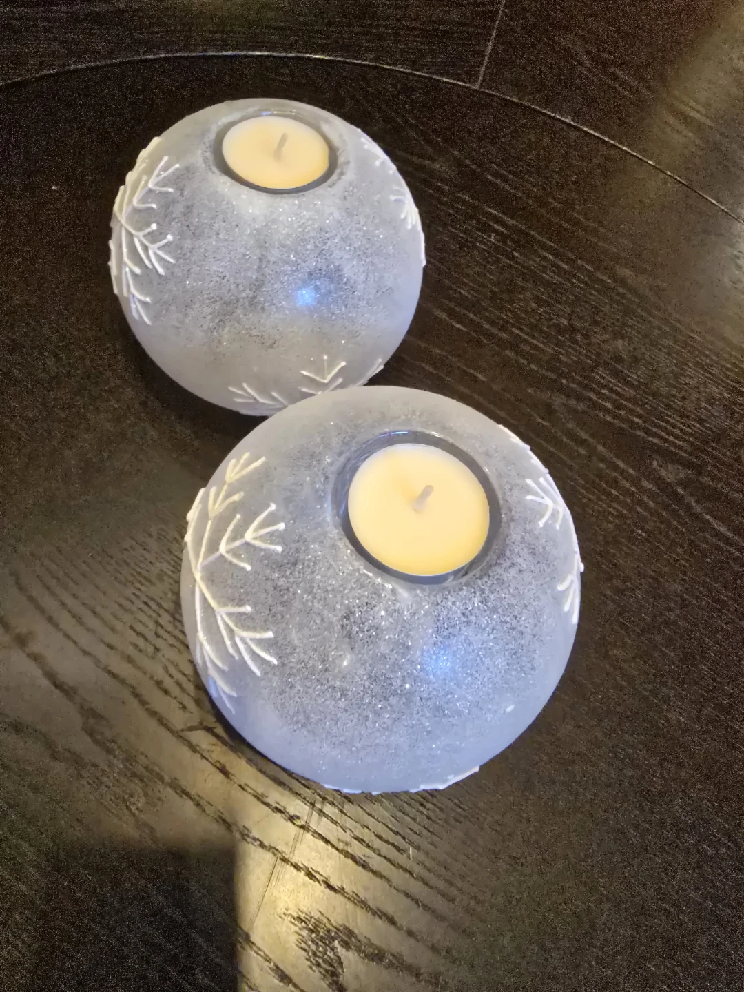 Frosted Glass Candle Holders with Snowflake Design - photo 2
