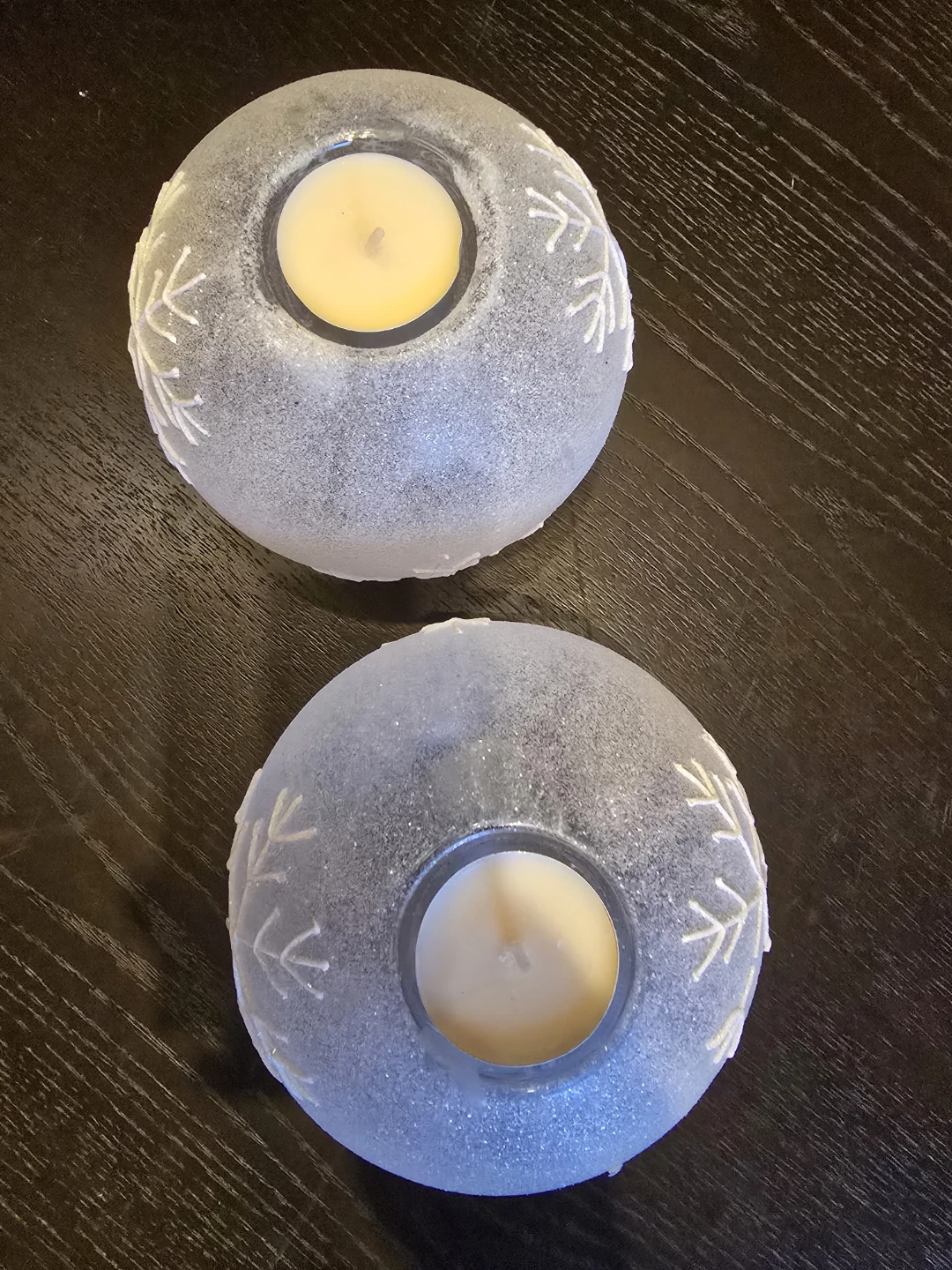 Frosted Glass Candle Holders with Snowflake Design - photo 3