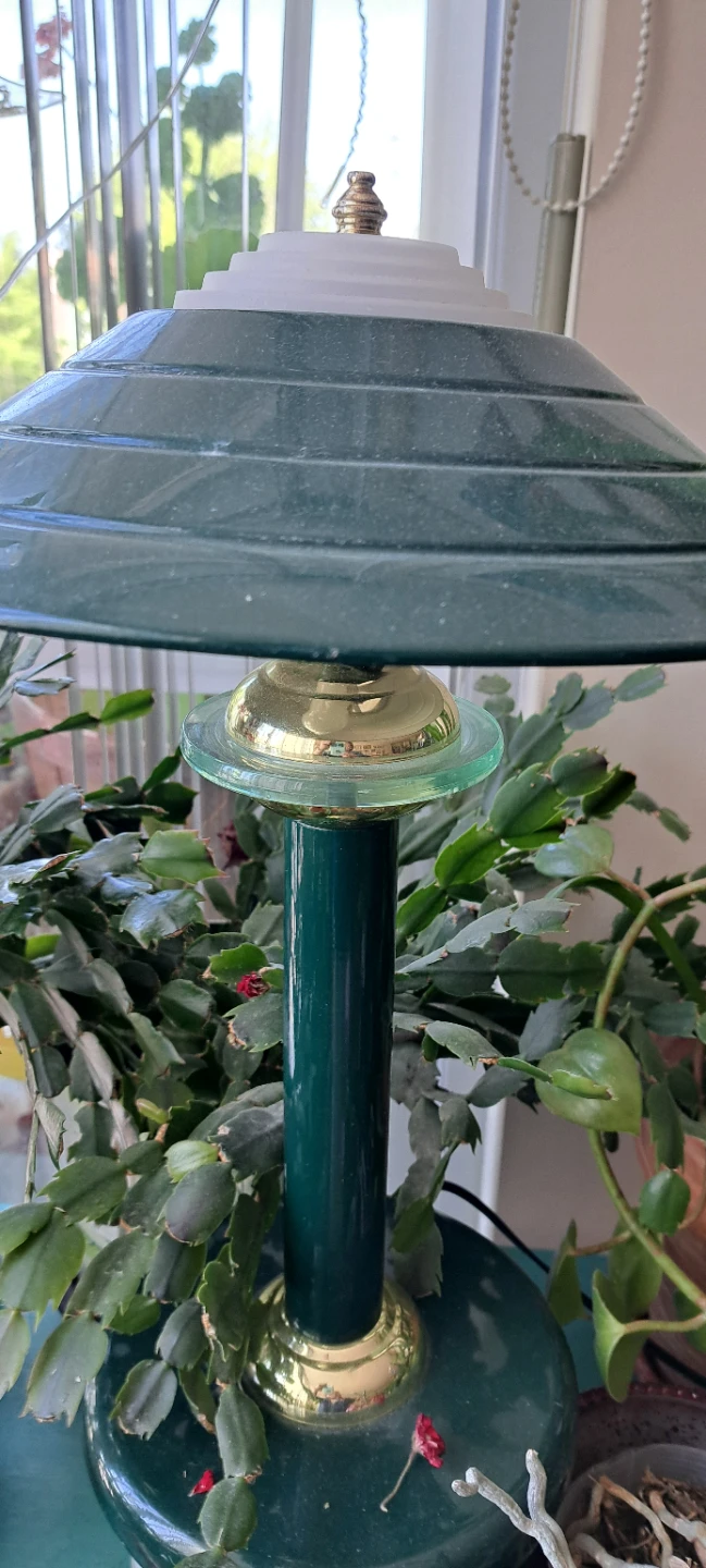 Vintage Green and Brass Table Lamp