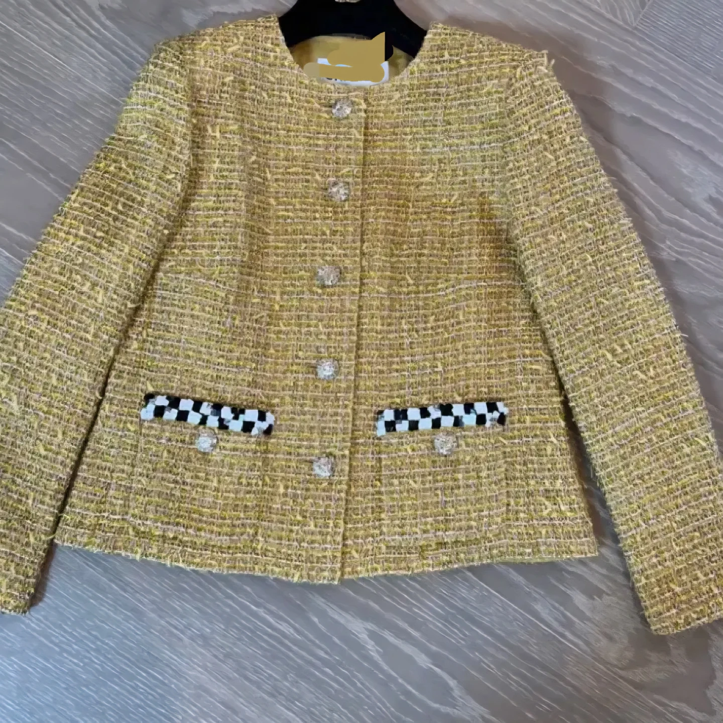 Chanel style Yellow Tweed Jacket size M