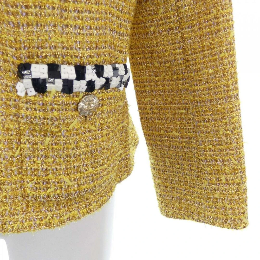 Chanel style Yellow Tweed Jacket size M - photo 2