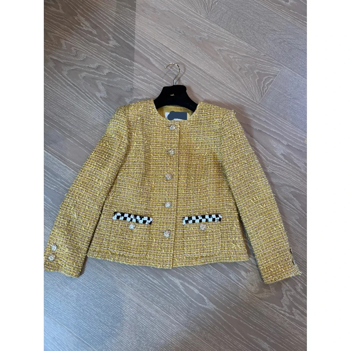 Chanel style Yellow Tweed Jacket size M - photo 3
